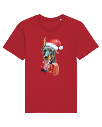 Doberman Santa Hat Red