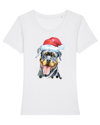 Rottweiler Santa Hat White
