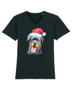 Rottweiler Santa Hat Tricou mânecă scurtă guler V Bărbat Presenter