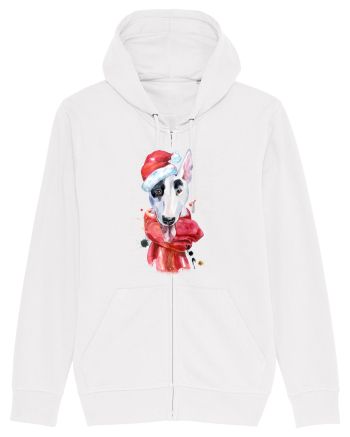 Bullterrier Santa Hat White