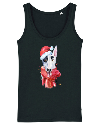 Bullterrier Santa Hat Black