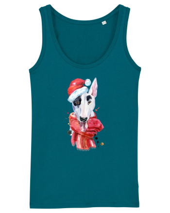 Bullterrier Santa Hat Ocean Depth