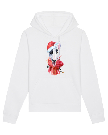 Bullterrier Santa Hat White