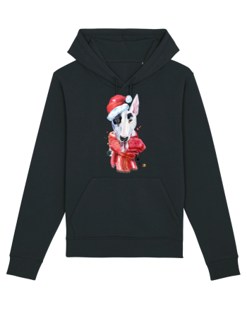Bullterrier Santa Hat Black