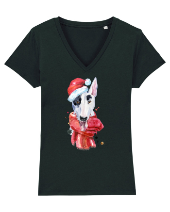 Bullterrier Santa Hat Black