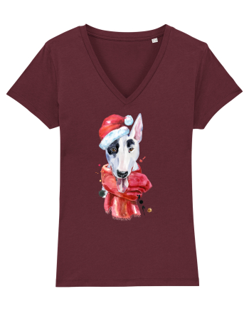 Bullterrier Santa Hat Burgundy