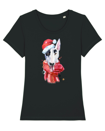 Bullterrier Santa Hat Black