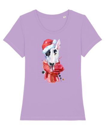 Bullterrier Santa Hat Lavender Dawn