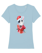 Bullterrier Santa Hat Tricou mânecă scurtă guler larg fitted Damă Expresser