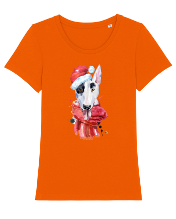 Bullterrier Santa Hat Bright Orange