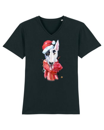 Bullterrier Santa Hat Black