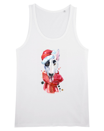 Bullterrier Santa Hat White