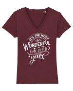 Its the most wonderful time White Tricou mânecă scurtă guler V Damă Evoker