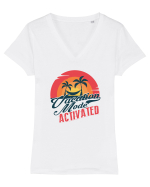 Vacation Mode Activated Tricou mânecă scurtă guler V Damă Evoker