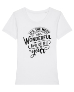 Its the most wonderful time Black Tricou mânecă scurtă guler larg fitted Damă Expresser