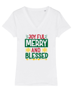 Joyful Merry and Blessed Tricou mânecă scurtă guler V Damă Evoker
