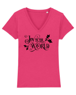 Joy to the World Black Tricou mânecă scurtă guler V Damă Evoker