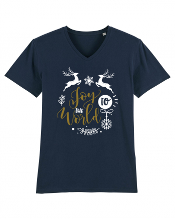 Joy to the World Black and Gold French Navy