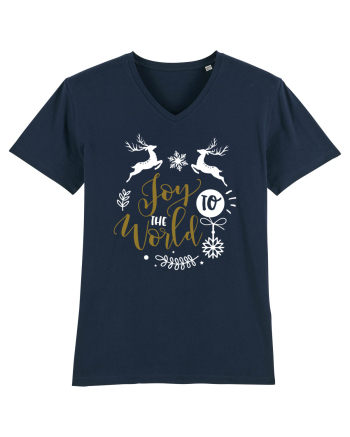 Joy to the World Black and Gold French Navy