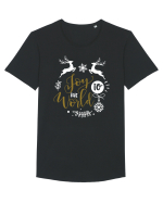 Joy to the World Black and Gold Tricou mânecă scurtă guler larg Bărbat Skater