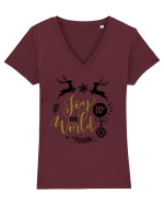 Joy to the World Gold Tricou mânecă scurtă guler V Damă Evoker