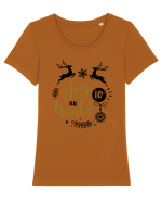 Joy to the World Gold Tricou mânecă scurtă guler larg fitted Damă Expresser