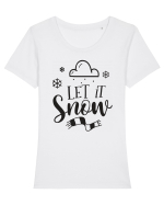Let it Snow Black Tricou mânecă scurtă guler larg fitted Damă Expresser