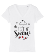 Let it Snow Red Tricou mânecă scurtă guler V Damă Evoker