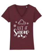 Let it Snow White Tricou mânecă scurtă guler V Damă Evoker