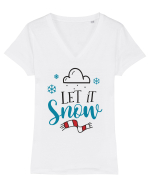 Let it Snow Blue Tricou mânecă scurtă guler V Damă Evoker