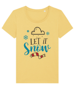 Let it Snow Blue Tricou mânecă scurtă guler larg fitted Damă Expresser