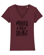 Merry and Bright 2 Tricou mânecă scurtă guler V Damă Evoker