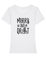 Merry and Bright 2 Tricou mânecă scurtă guler larg fitted Damă Expresser