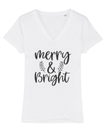 Merry and Bright 3 Tricou mânecă scurtă guler V Damă Evoker