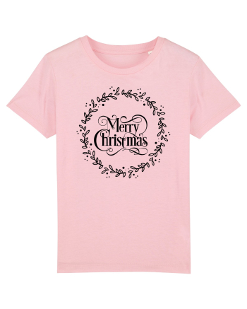 Merry Christmas Round Black Cotton Pink