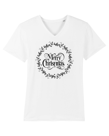 Merry Christmas Round Black White