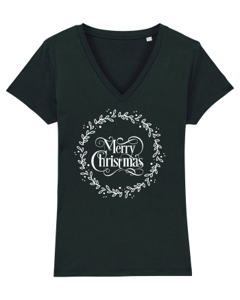 Merry Christmas Round White Black