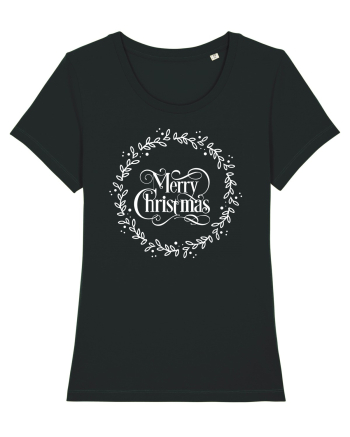 Merry Christmas Round White Black