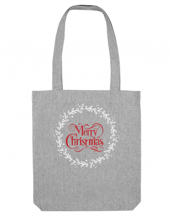 Merry Christmas Round Red Heather Grey
