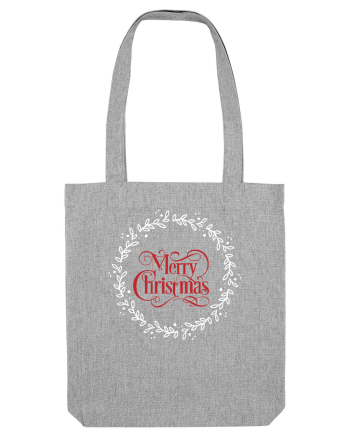 Merry Christmas Round Red Heather Grey