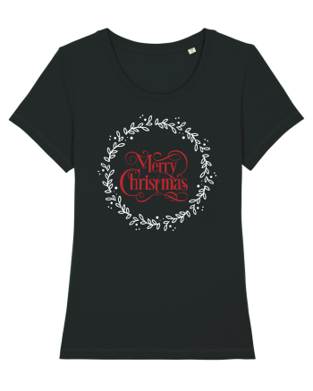 Merry Christmas Round Red Black