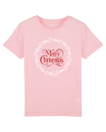 Merry Christmas Round Red Cotton Pink