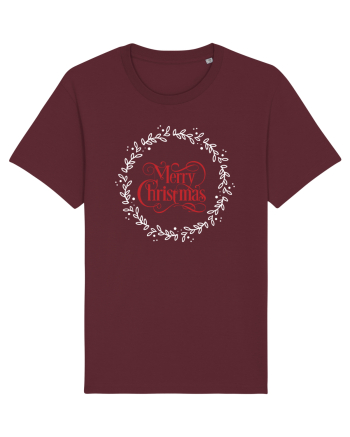 Merry Christmas Round Red Burgundy