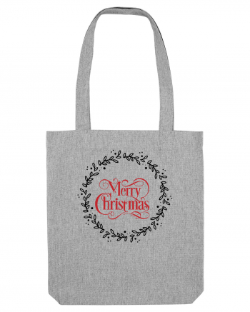 Merry Christmas Round Red 2 Heather Grey