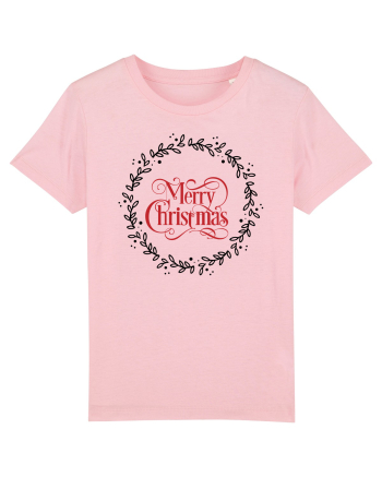 Merry Christmas Round Red 2 Cotton Pink
