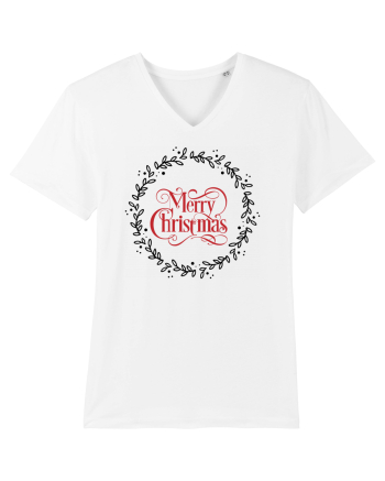 Merry Christmas Round Red 2 White