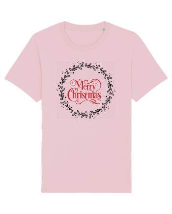 Merry Christmas Round Red 2 Cotton Pink