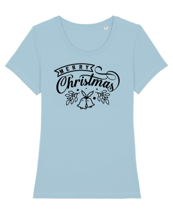 Merry Christmas Black Bells Sky Blue