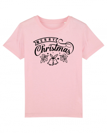 Merry Christmas Black Bells Cotton Pink