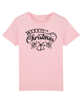 Merry Christmas Black Bells Cotton Pink